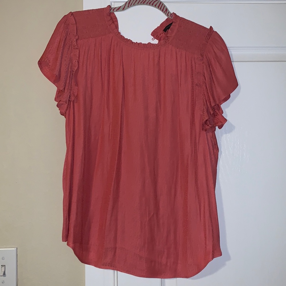 NWT Ann Taylor smock shoulder ruffle top-Size Large